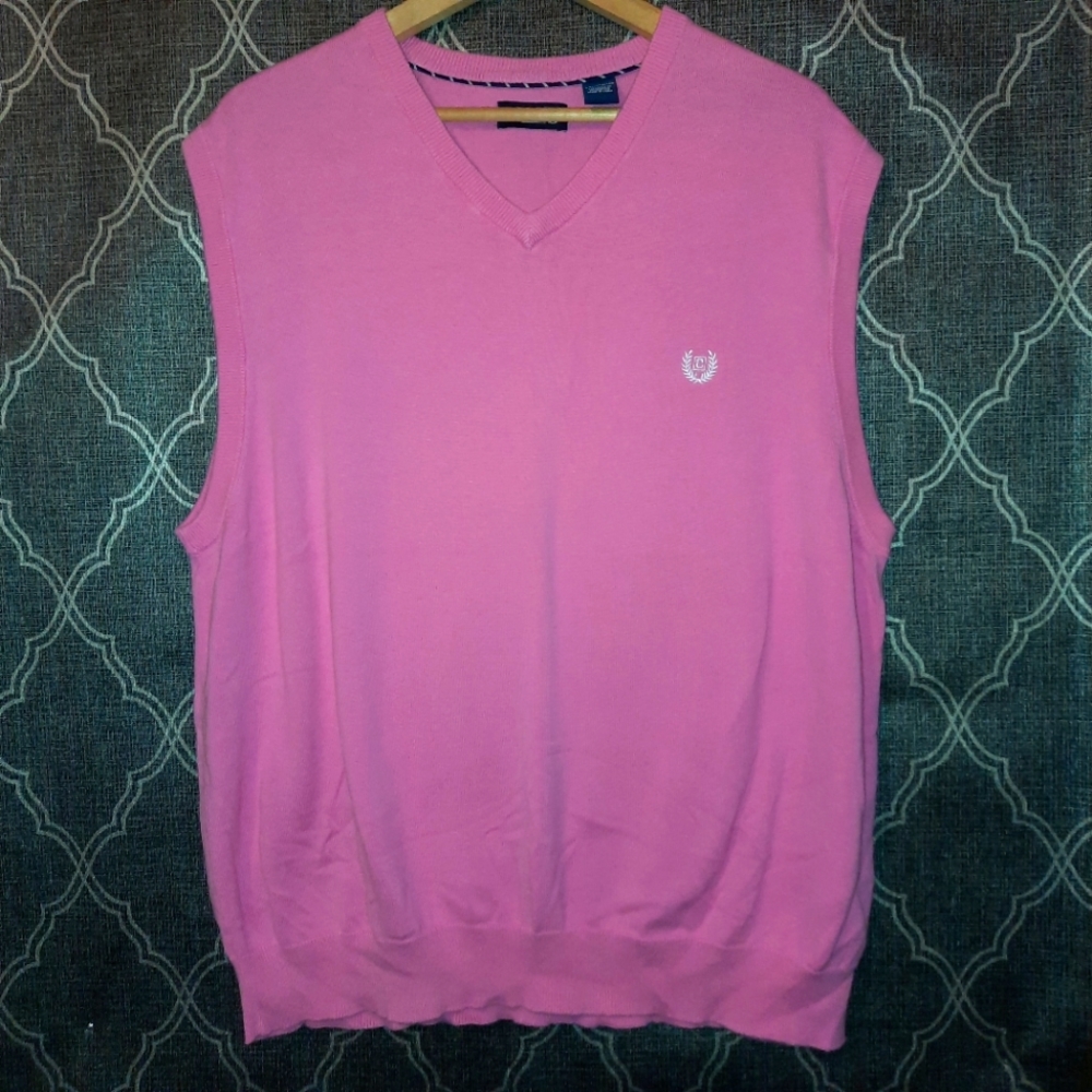 Men's Chaps XXL Pink Sweater Vest EUC